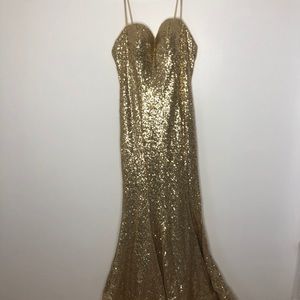 Glitter Gold Sequin Prom Dress